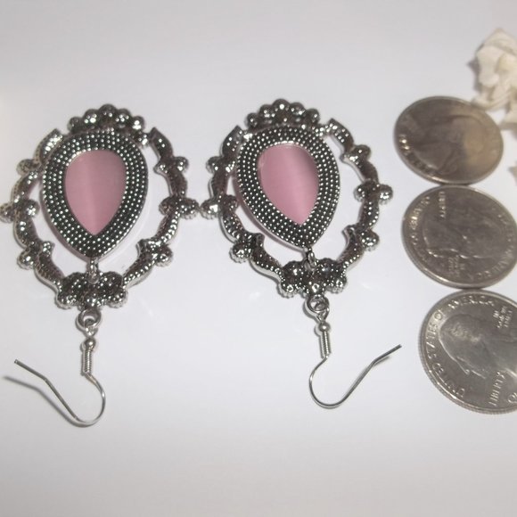 Statement Earring Pink Silver White Rhinestone Big Earrings Earring Earring A502 - Picture 4 of 6